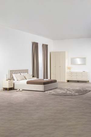 Кровать Марион 160 велюр OCEAN 002 бежевый с ортопедическим основанием и подъемным механизмом (спальное место 160 х 200)