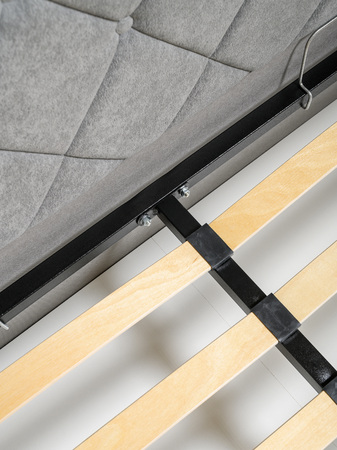 Кровать Марион 140 велюр OCEAN 023 серый с ортопедическим основанием и подъемным механизмом (спальное место 140 х 200)