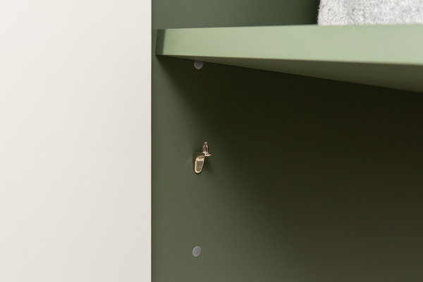 Шкаф для одежды Марион 16.340.03 дымчатый зеленый K521, олива шагрень AG 1050 ПВХ (собирается на любую сторону)