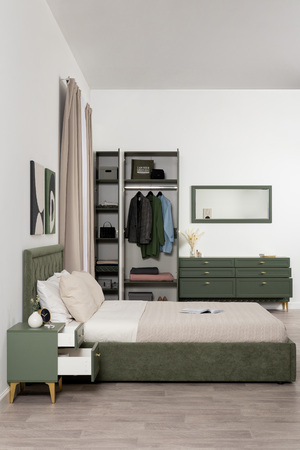 Шкаф двустворчатый Марион 16.340.02 дымчатый зеленый K521, олива шагрень AG 1050 ПВХ