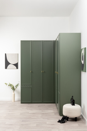 Шкаф двустворчатый Марион 16.340.02 дымчатый зеленый K521, олива шагрень AG 1050 ПВХ