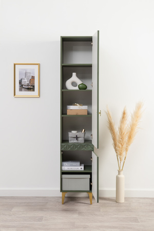 Гостиная Марион композиция 1 дымчатый зеленый K521, олива шагрень AG 1050 ПВХ, белый PE шагрень (собирается на любую сторону)