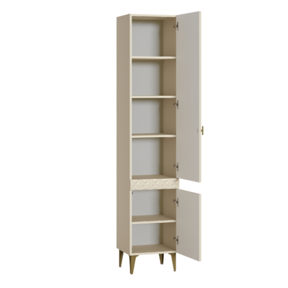 Шкаф-пенал Марион 16.333.01 слоновая кость С341 PE, слоновая кость 6898 ПВХ (собирается на любую сторону)