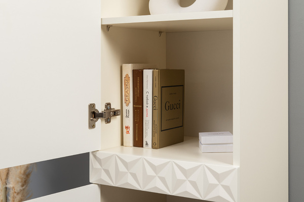 Шкаф-пенал Марион 16.333.01 слоновая кость С341 PE, слоновая кость 6898 ПВХ (собирается на любую сторону)