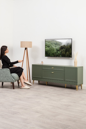 Тумба Марион 16.167 дымчатый зеленый K521, олива шагрень AG 1050 ПВХ, белый PE шагрень