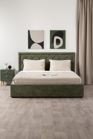 Тумба прикроватная Марион 16.14 дымчатый зеленый K521, олива шагрень AG 1050 ПВХ, белый PE шагрень