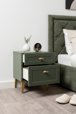 Тумба прикроватная Марион 16.14 дымчатый зеленый K521, олива шагрень AG 1050 ПВХ, белый PE шагрень