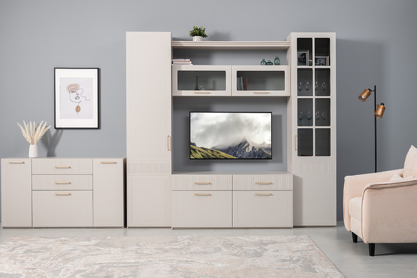 Шкаф-пенал Ричфорд 16.327.01 кашемир 5981 BS, моно керамика D166-2 ПВХ (собирается на любую сторону)