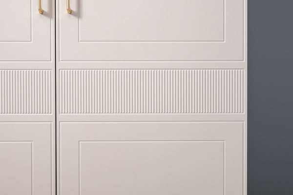 Гостиная Ричфорд композиция 1 с карнизами, кашемир 5981 BS, моно керамика D166-2 ПВХ, белый PE шагрень (собирается на любую сторону)