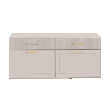 Гостиная Ричфорд композиция 2 без карнизов, кашемир 5981 BS, моно керамика D166-2 ПВХ, белый PE шагрень (собирается на любую сторону)