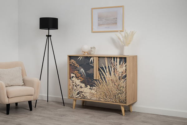 Комод Току 16.230.04 гикори рокфорд натуральный KO86 PW, белый PE шагрень, фотопечать